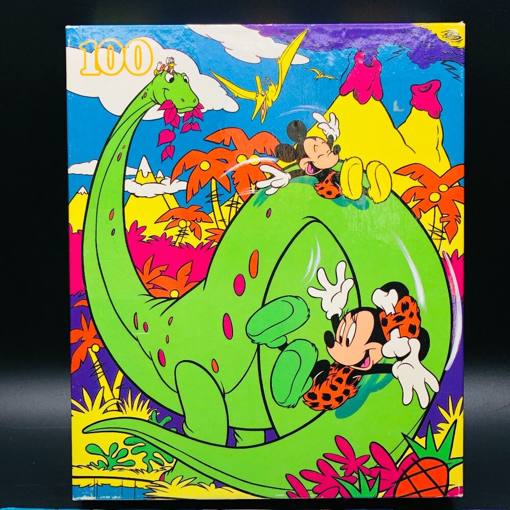 90s Mickey Minnie Mouse Jurassic Adventure Dinosaur Puzzle 100 piece COMPLETE